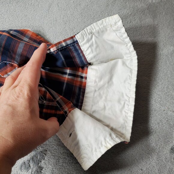 BKE Athletic Fit Long Sleeve Button Up Plaid Shirt Navy Burnt Orange Men Sz XL - Picture 7 of 12